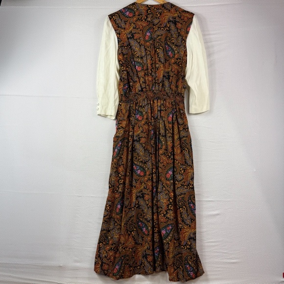 R.J Stevens Vintage Paisley Patterned Brown Midi Dress Size 8 - Picture 2 of 10
